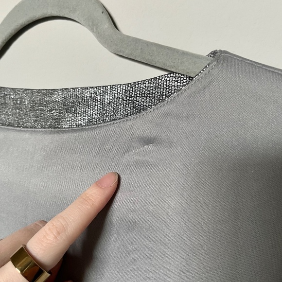 Lauren Ralph Lauren Silver Metallic Boat Neck Formal Evening Gown Size 2 ALTERED - Picture 7 of 9